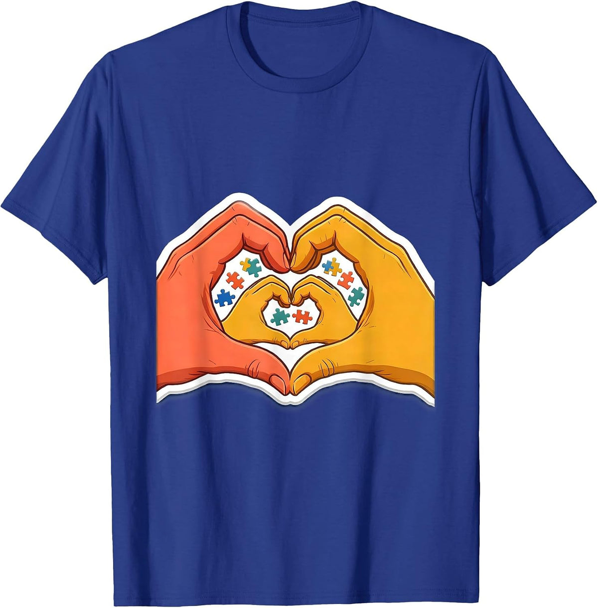 Men's Special Education Heart Hands Illustration T-Shirt - Royal Blue
