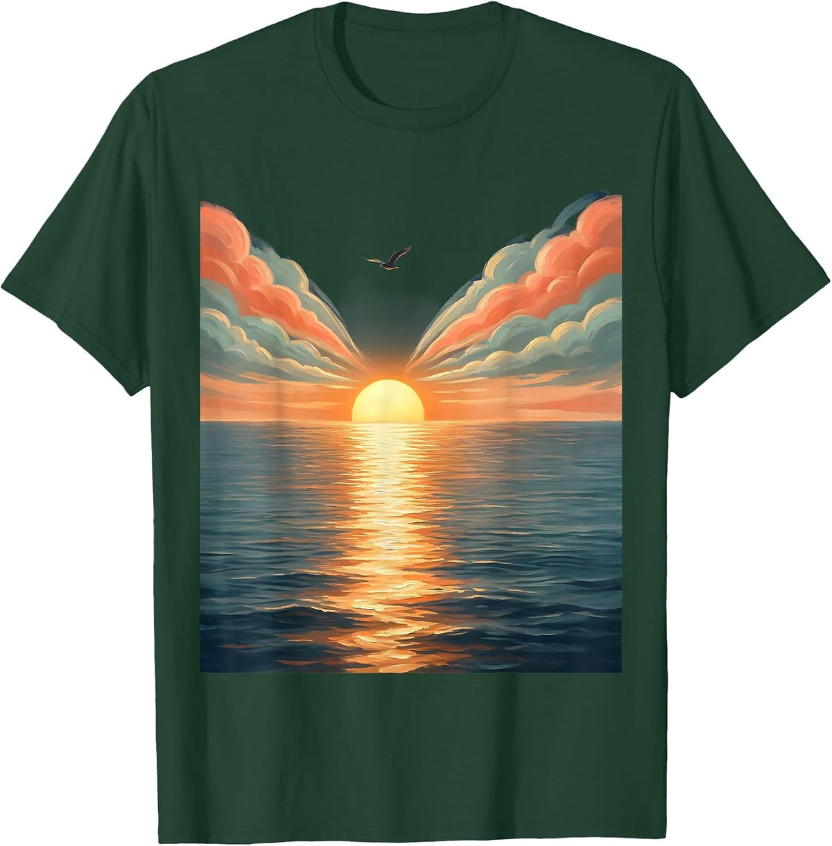 Sunrise Over Ocean Suicide Prevention Awareness T-Shirt - Dark Green
