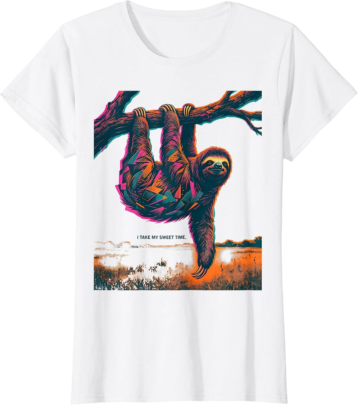 I Take My Sweet Time Funny Sloth Lover Lazy Humor T-Shirt - White