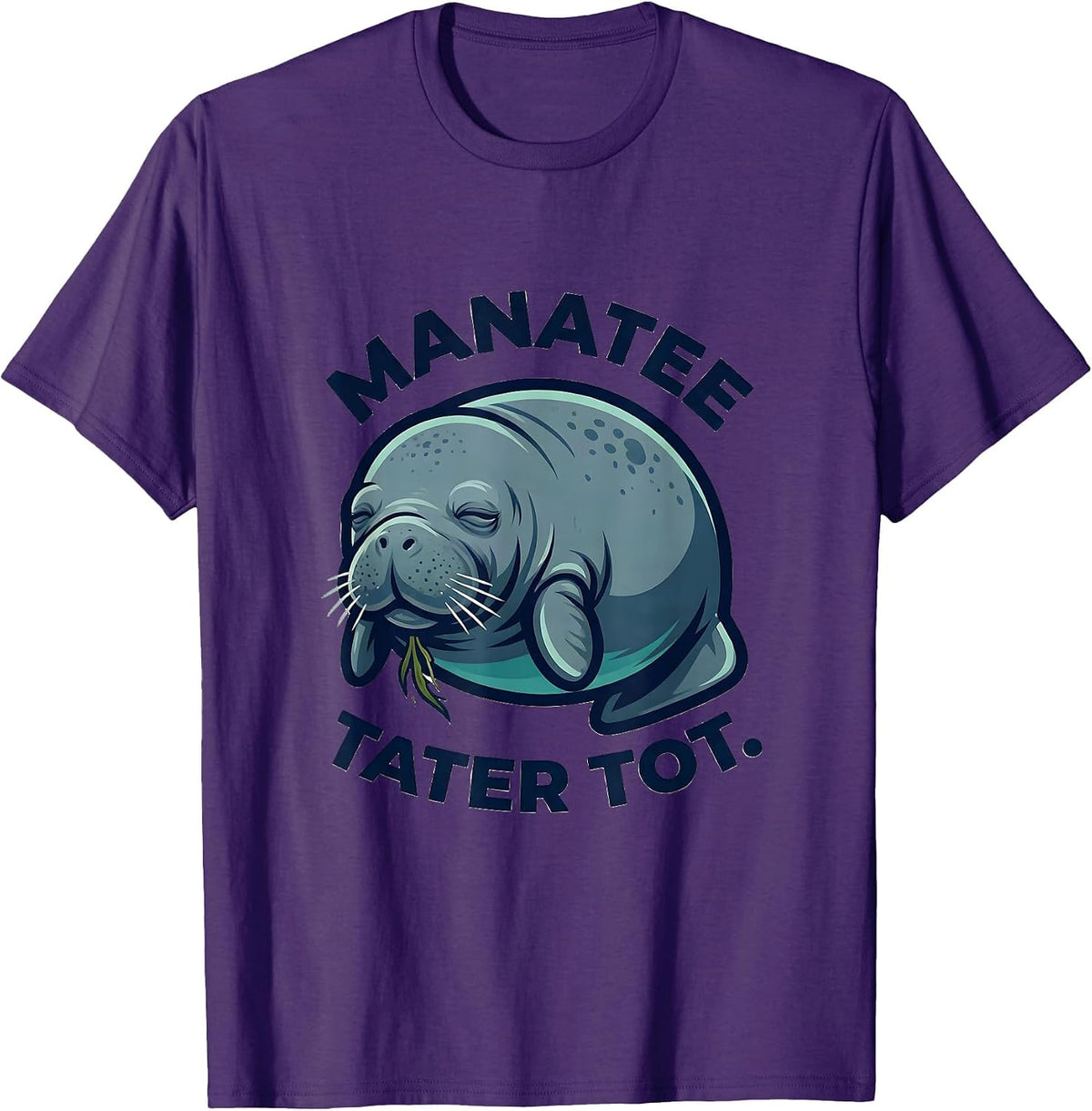 Men's Manatee Tater Tot Funny Sea Animal Lover Humor T-Shirt - Purple