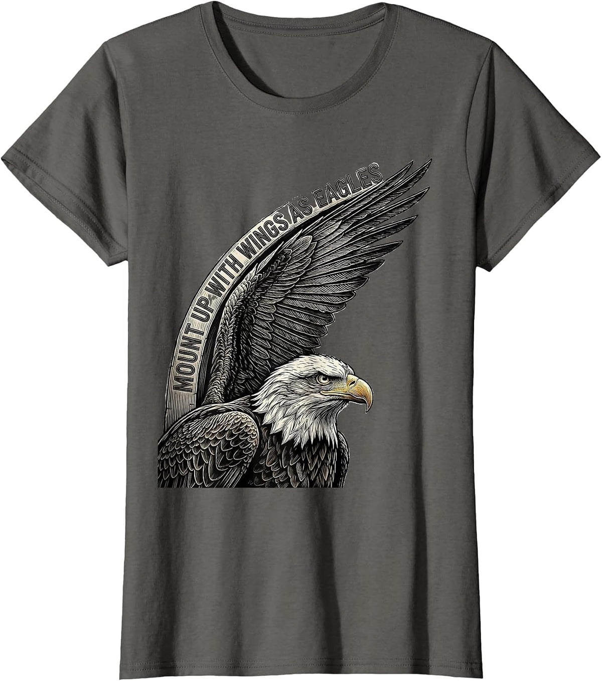 Women's Mount Up With Wings As Eagles Line Art Eagle Lover Gift T-Shirt - Asphalt Grey