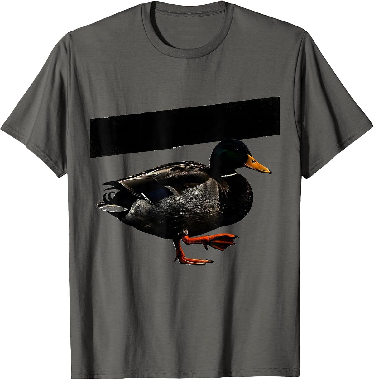 Duck Silhouette Stencil Graphic Novelty Humor Gift T-Shirt - Asphalt Grey