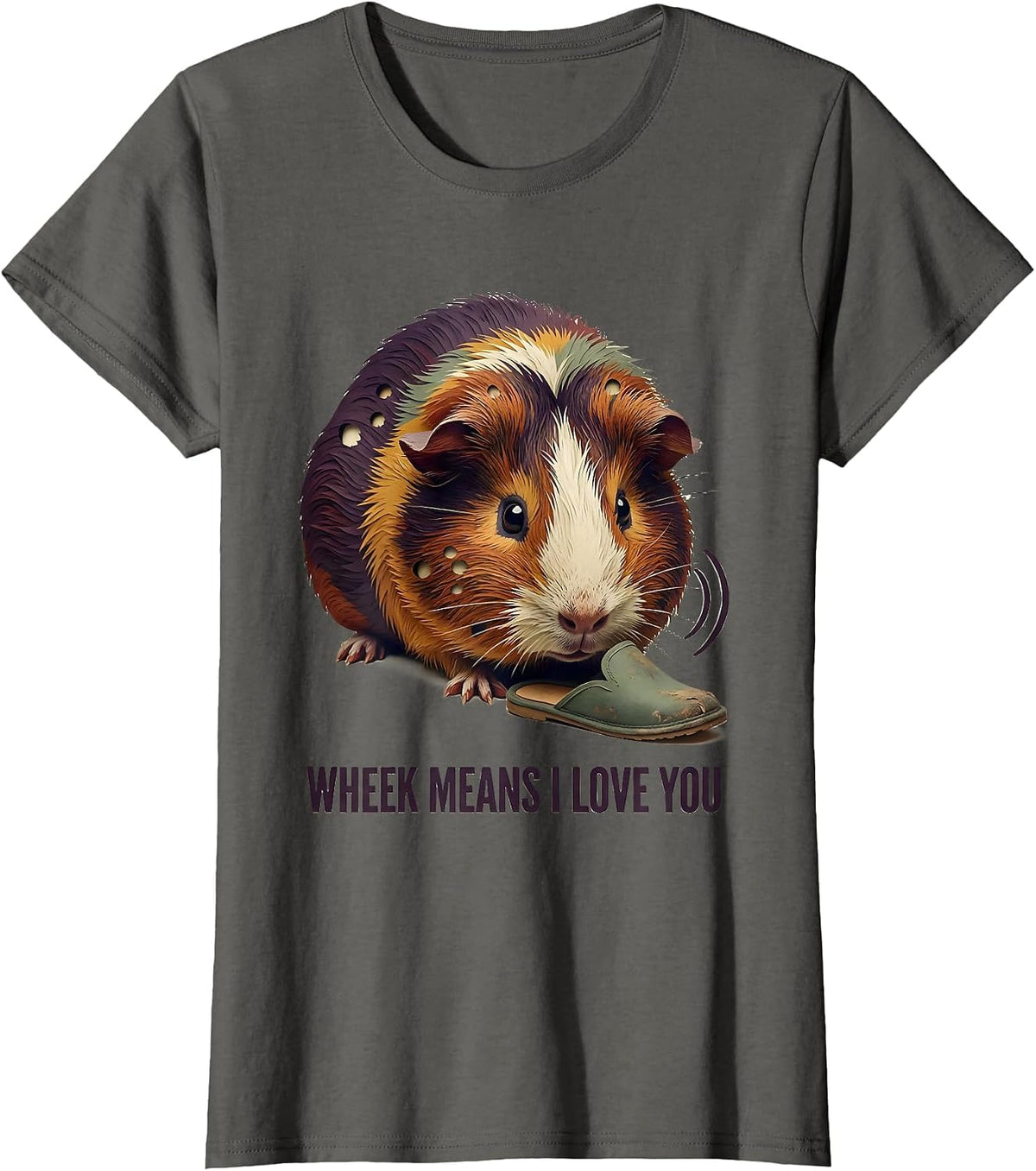 Women's Wheek Means I Love You Funny Guinea Pig Lover Cavy Owner T-Shirt - Asphalt Grey