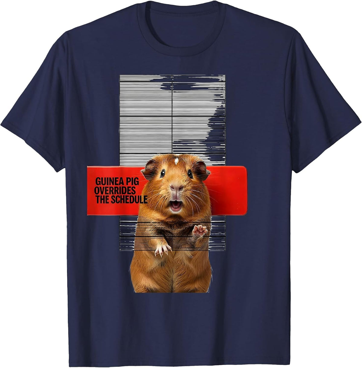 Men's Guinea Pig Overrides The Schedule Funny Pet Lover Humor T-Shirt - Navy Blue
