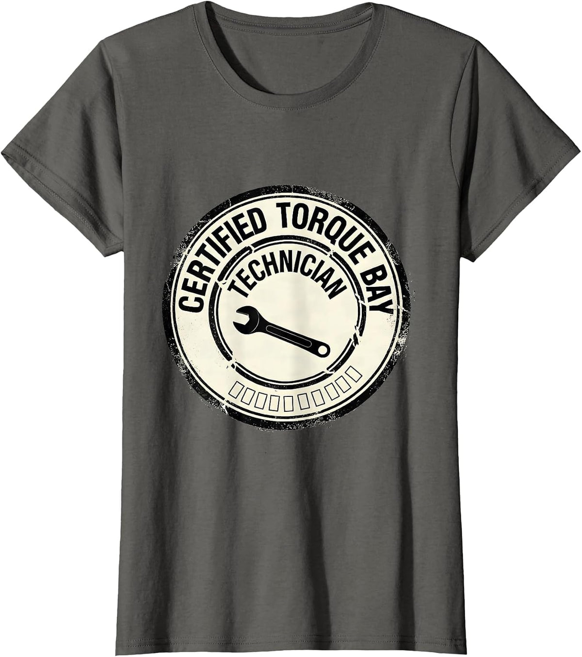Women's Certified Torque Bay Technician Funny Car Guy Mechanic Humor T-Shirt - Asphalt Grey