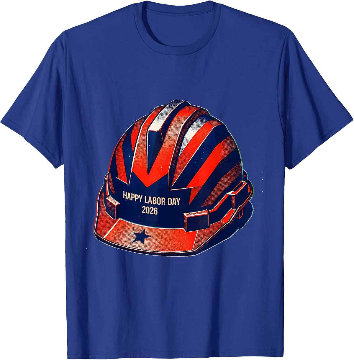 Men's Happy Labor Day 2026 Risograph Patriotic Union Worker Pride T-Shirt - Royal Blue