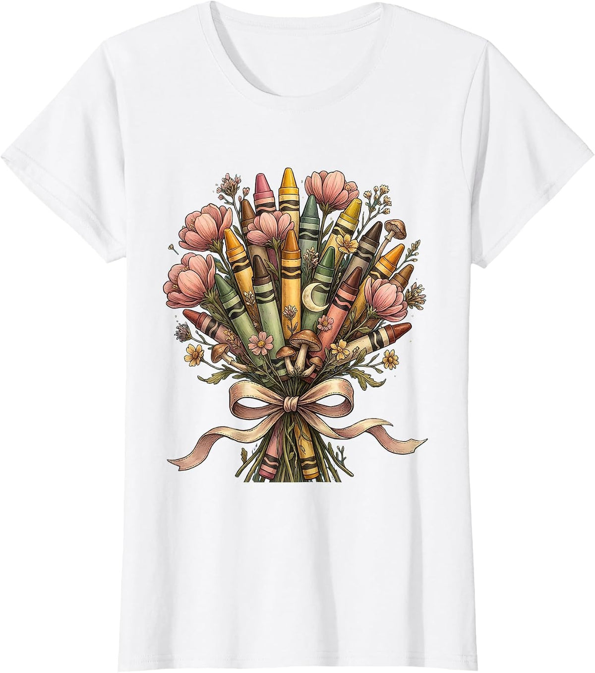 Women's Special Education Teacher Crayon Bouquet Gift T-Shirt - White