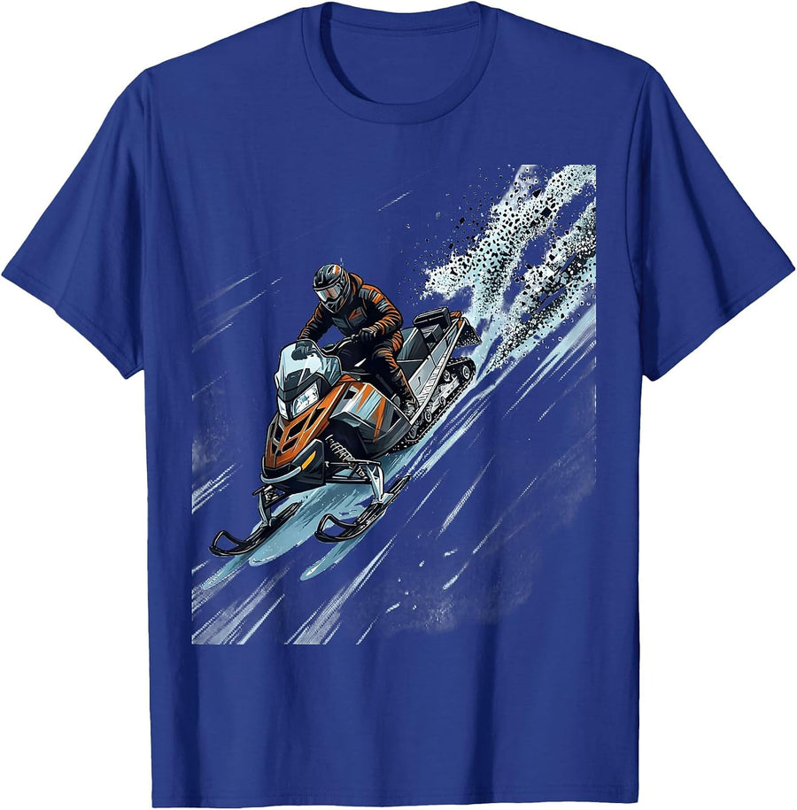 Snowmobile Rider Steep Slope Humor Winter Enthusiast T-Shirt - Royal Blue