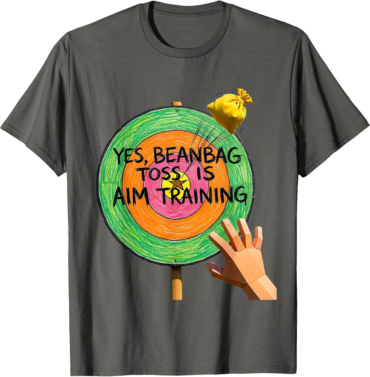 Men's Yes, Beanbag Toss Is Aim Training Funny Occupational Therapy T-Shirt - Asphalt Grey