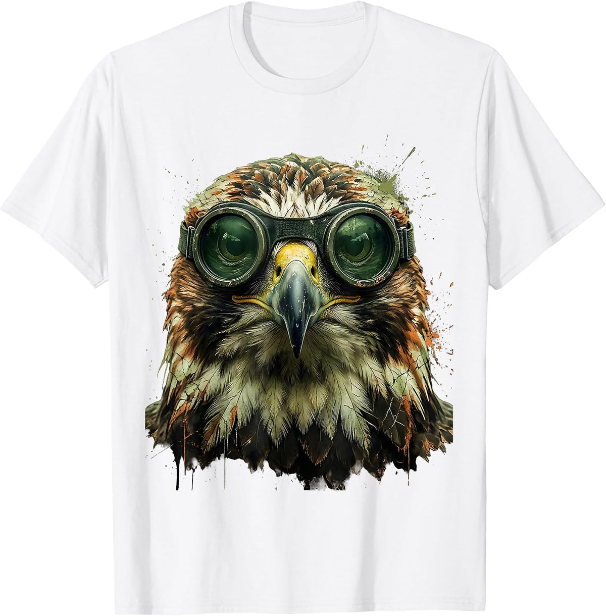 Men's Eagle Head Night Vision Goggles Military Art T-Shirt - White