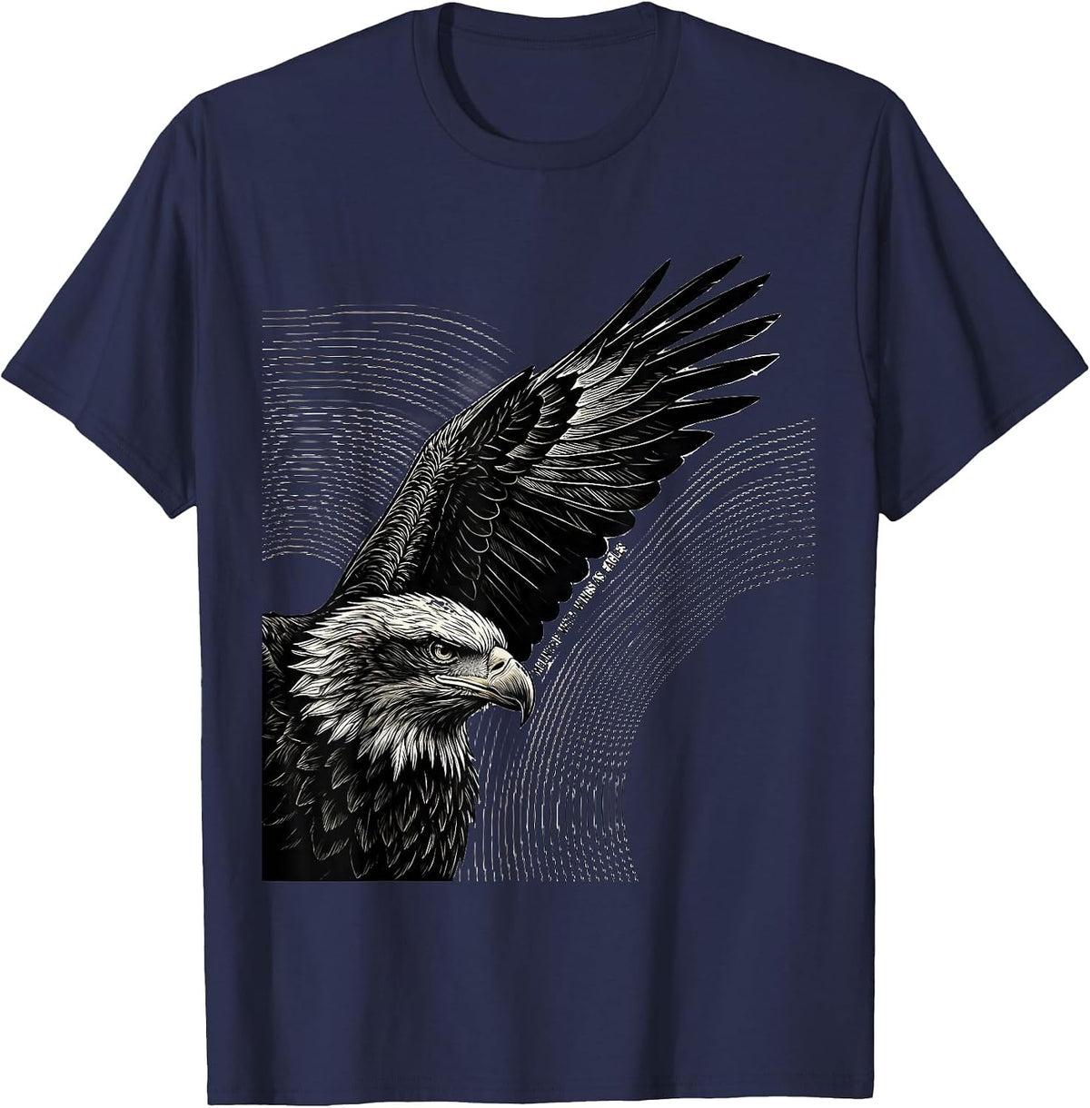 Mount Up With Wings As Eagles Line Art Eagle Lover Faith T-Shirt - Navy Blue
