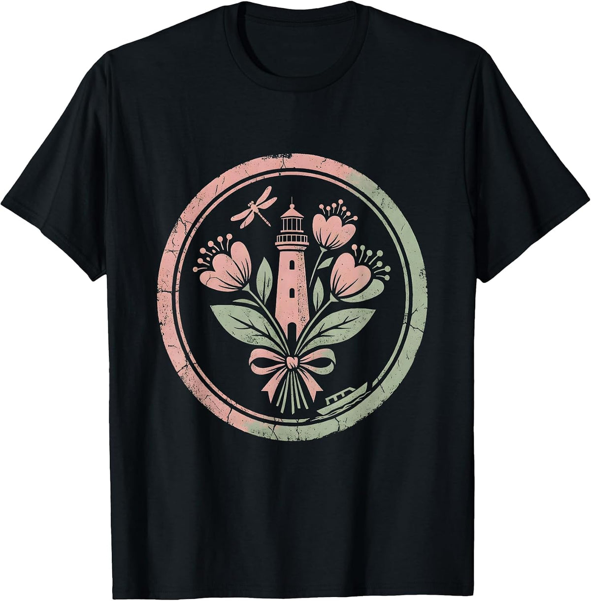 Men's Lighthouse Guiding Light Be Kind Graphic Tee T-Shirt - Black
