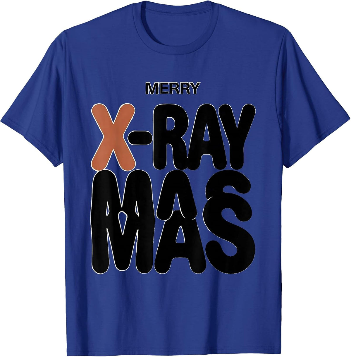 Merry X-Raymas Funny Radiology Tech Christmas Skeleton Humor T-Shirt - Royal Blue