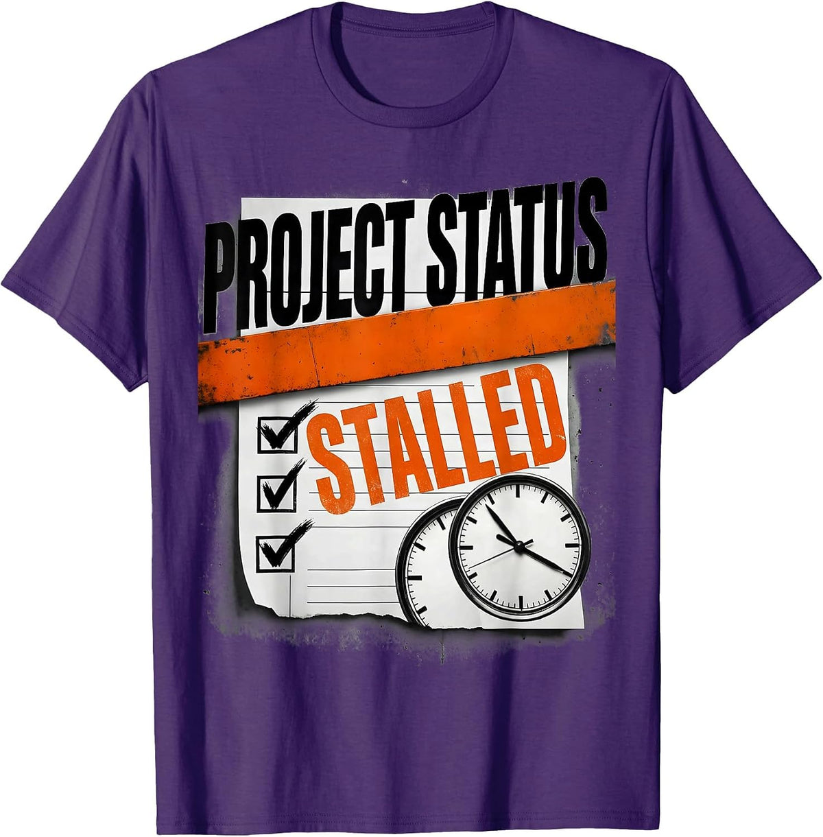 Project Status Stalled Funny Mechanic Skeleton Auto Repair T-Shirt - Purple