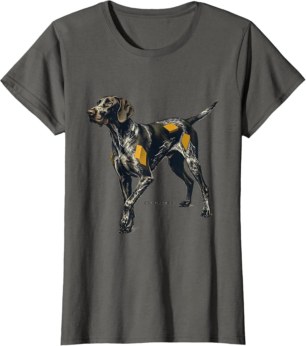 Women's GSP Guardian Midcentury Modern German Shorthaired Pointer T-Shirt - Asphalt Grey