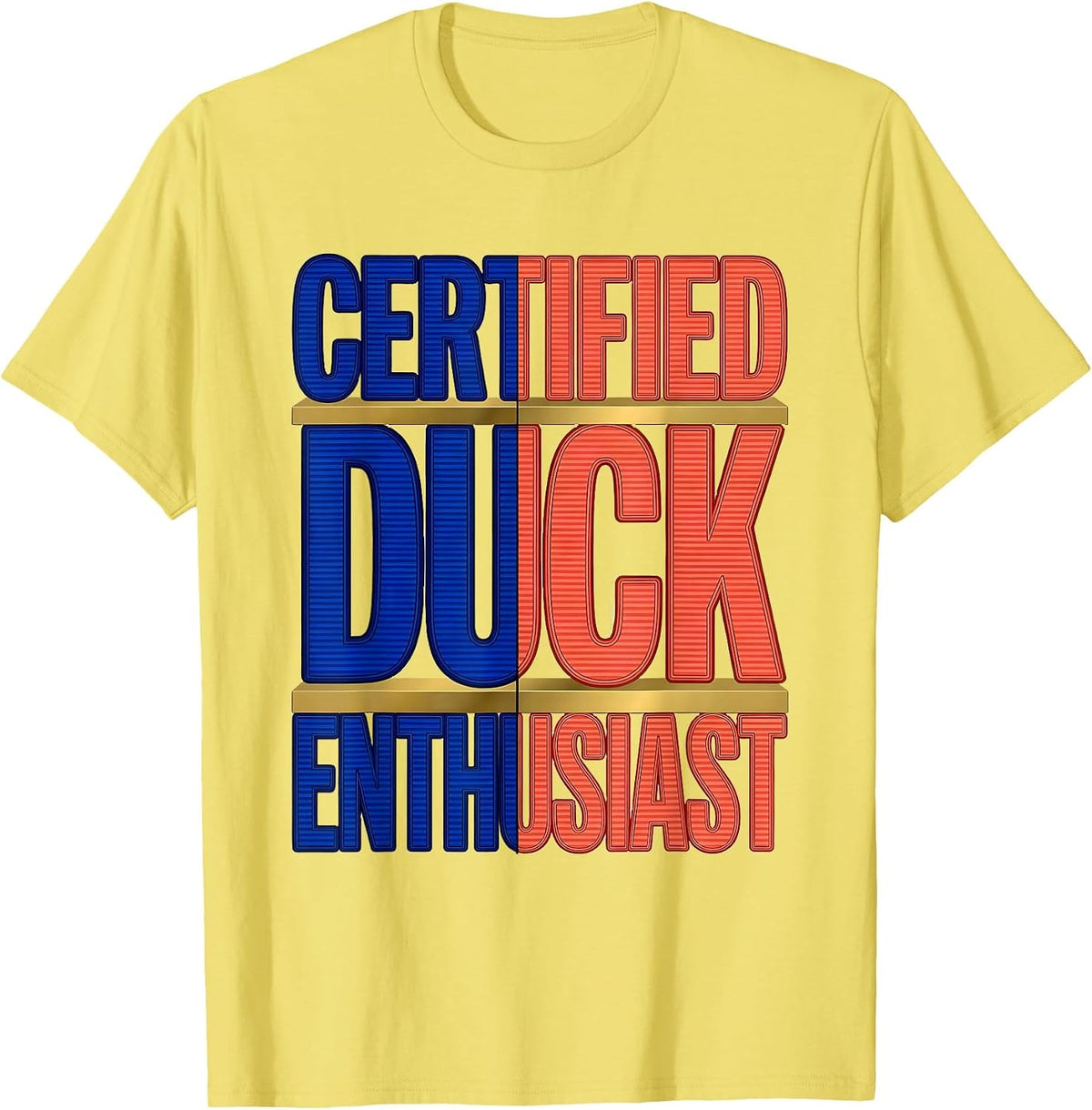 Men's Certified Duck Enthusiast Funny Duck Lover Design T-Shirt - Lemon Yellow