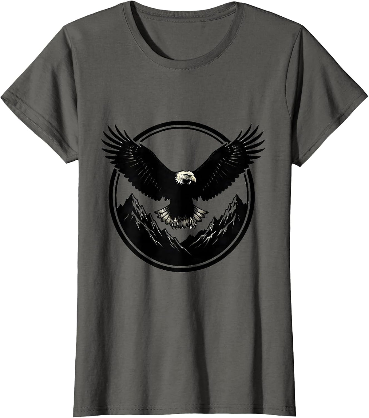 Women's Bald Eagle Mountain Peaks Western Wildlife T-Shirt - Asphalt Grey