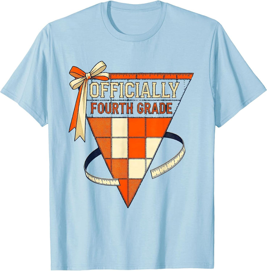 Men's Officially Fourth Grade Risograph Back To School Girl T-Shirt - Baby Blue