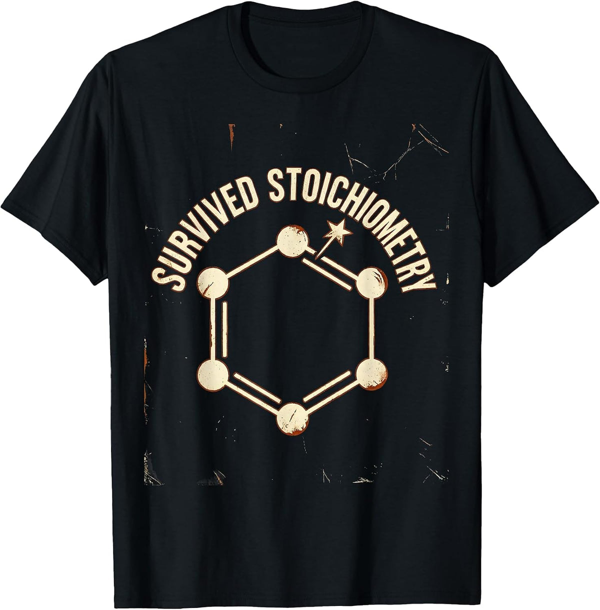 Survived Stoichiometry Distressed Science Humor Chemistry T-Shirt, Men, Black, XX-Large - As Pictured