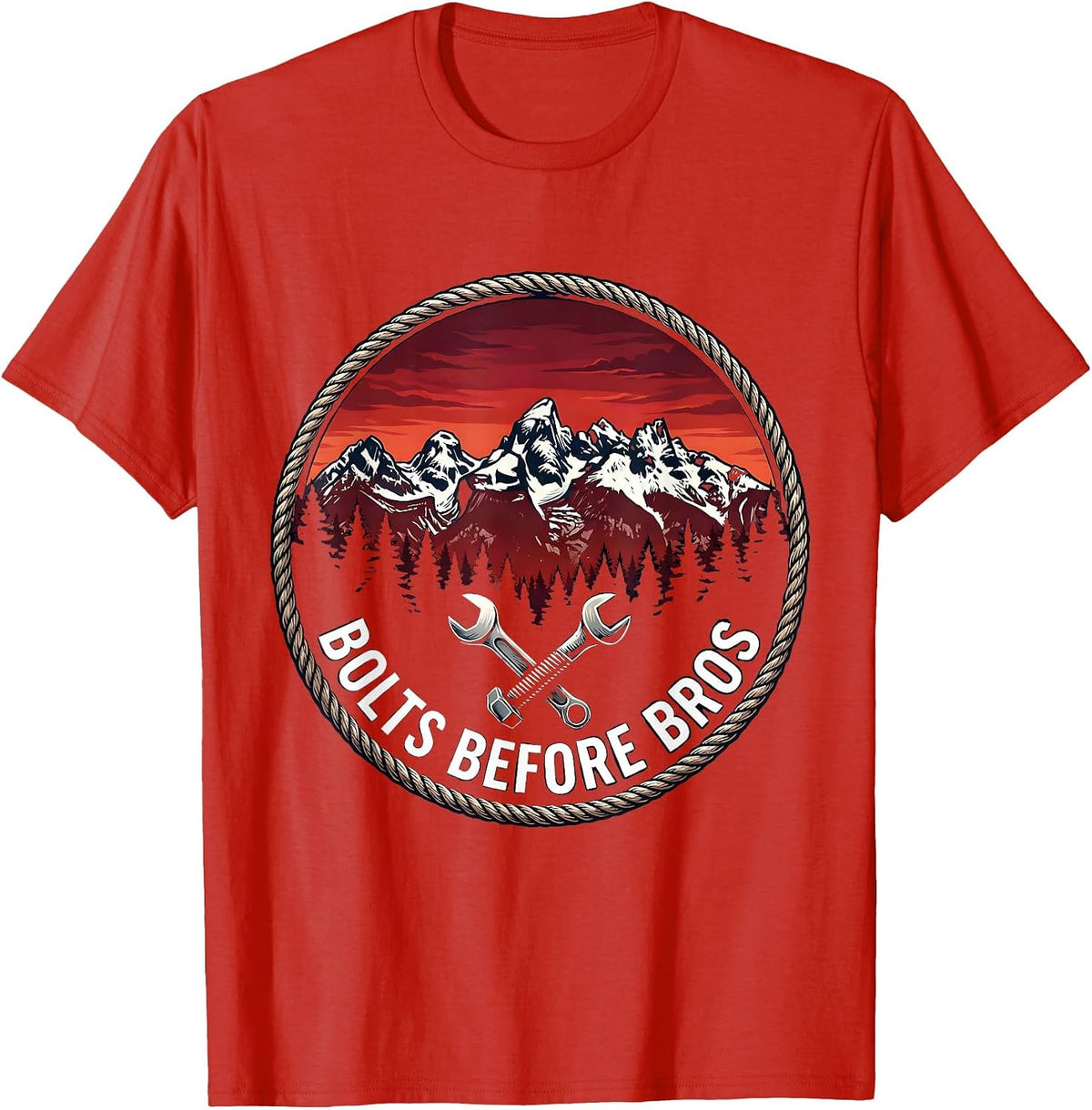 Men's Bolts Before Bros Mechanic Pride Design T-Shirt - Red