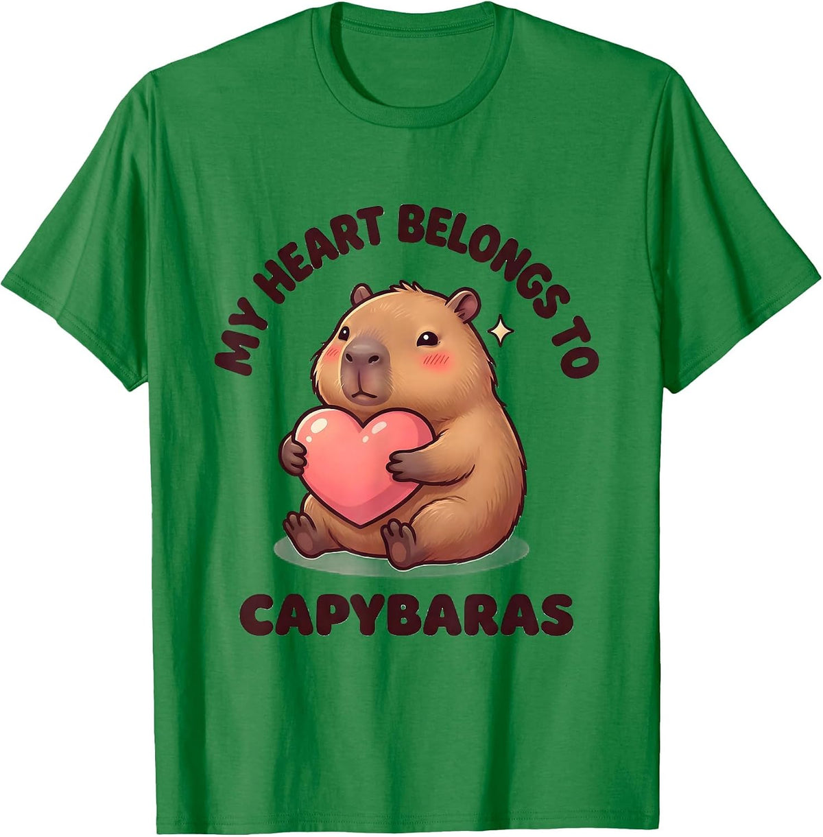 Men's My Heart Belongs To Capybaras Cute Kawaii Gamer Humor T-Shirt - Kelly Green