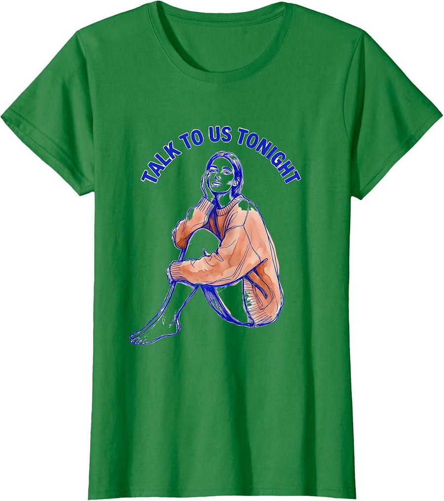 Women's Talk To Us Tonight 988 Suicide Prevention Design T-Shirt - Kelly Green