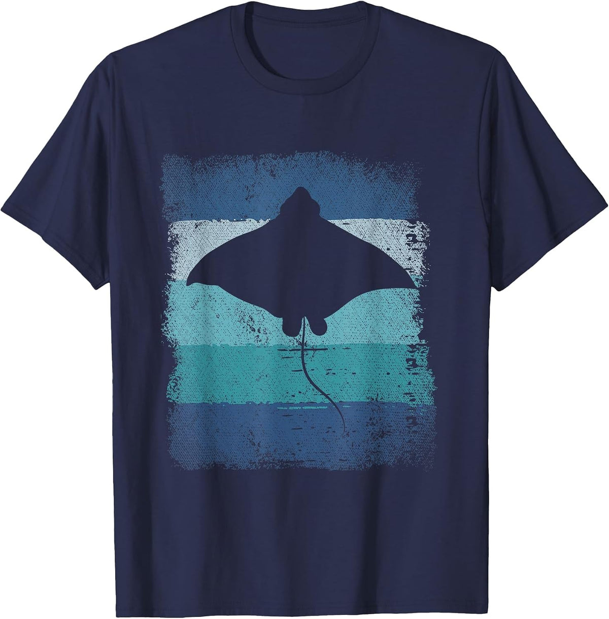 Ocean Animal Lover Sea Animal Aquarium Retro Rays T-Shirt - Navy Blue