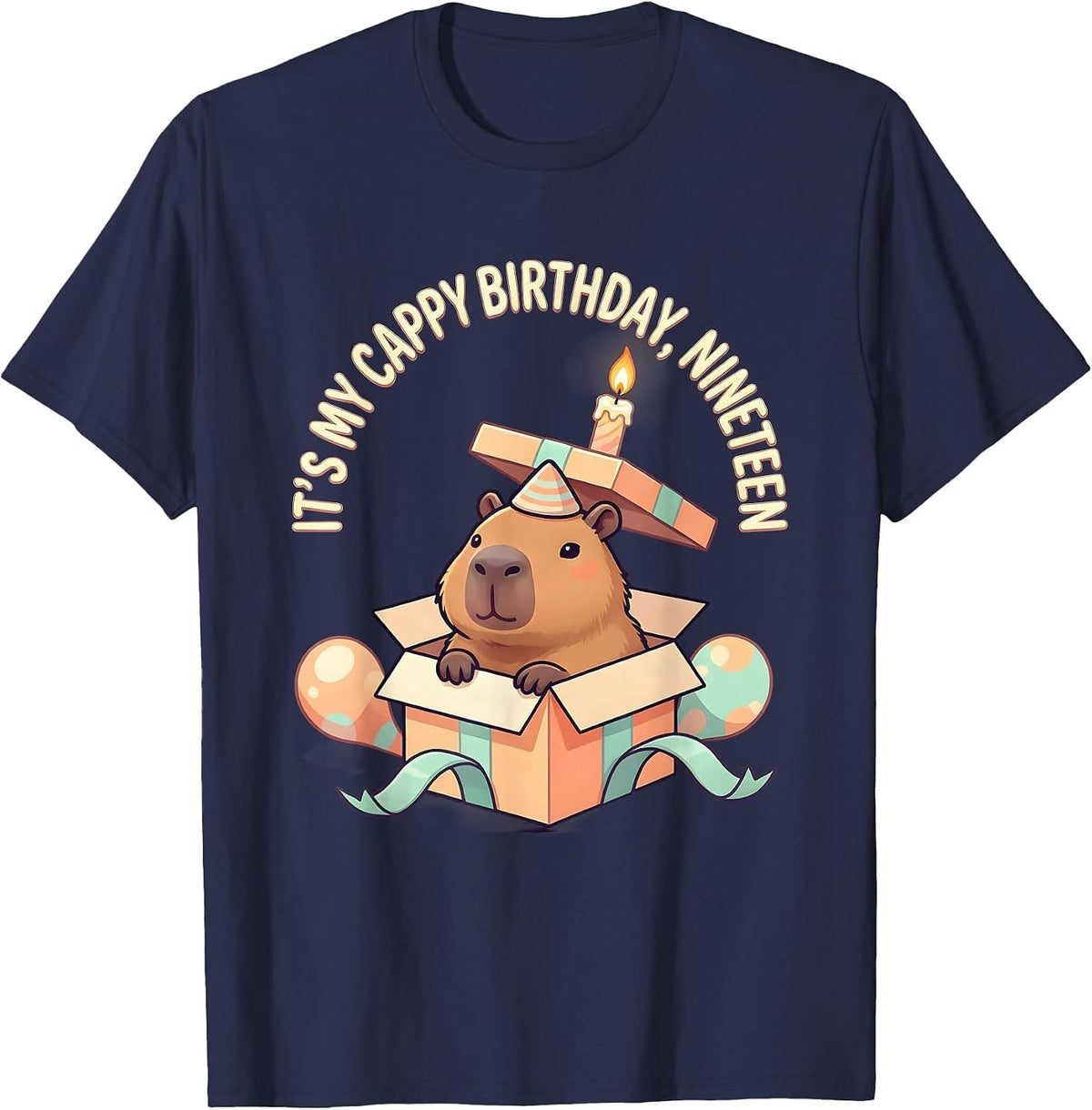 It's My Cappy Birthday Nineteen Cute Kawaii Capybara T-Shirt - Navy Blue