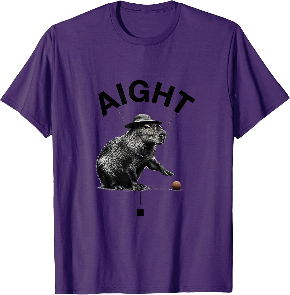 aight Minimal Capybara Meme Animal Humor Funny T-Shirt - Purple