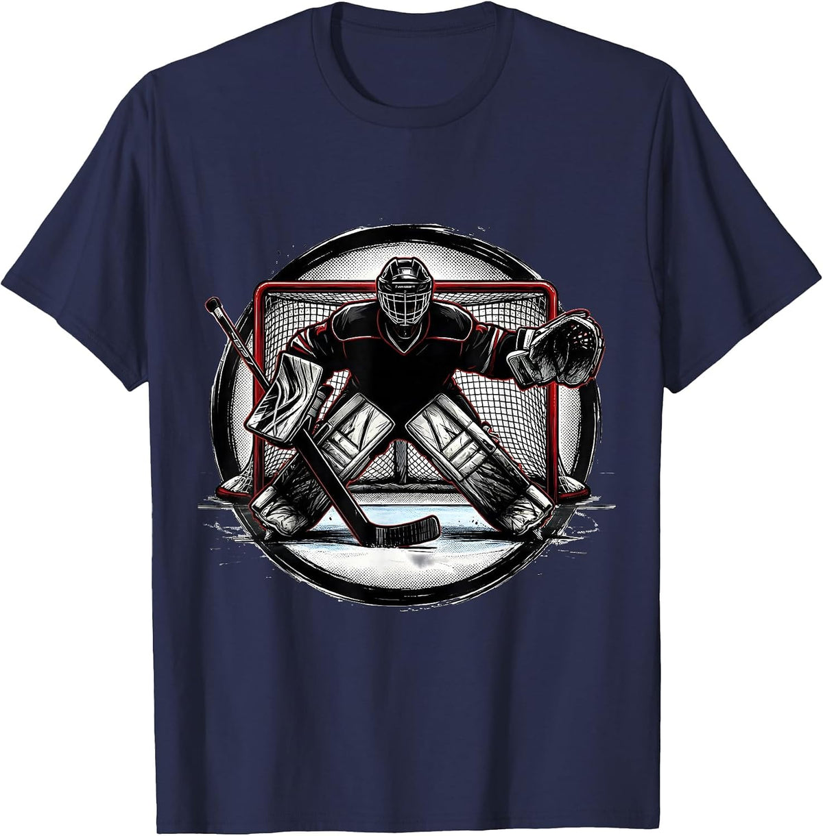 Men's Goalie Silhouette Lone Guardian of the Net T-Shirt - Navy Blue