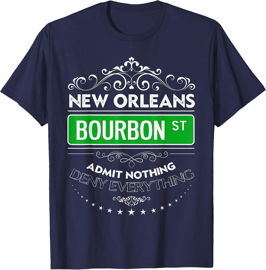 Classy New Orleans Bourbon Street Cool Fun NOLA Mardi Gras T-Shirt - Navy Blue