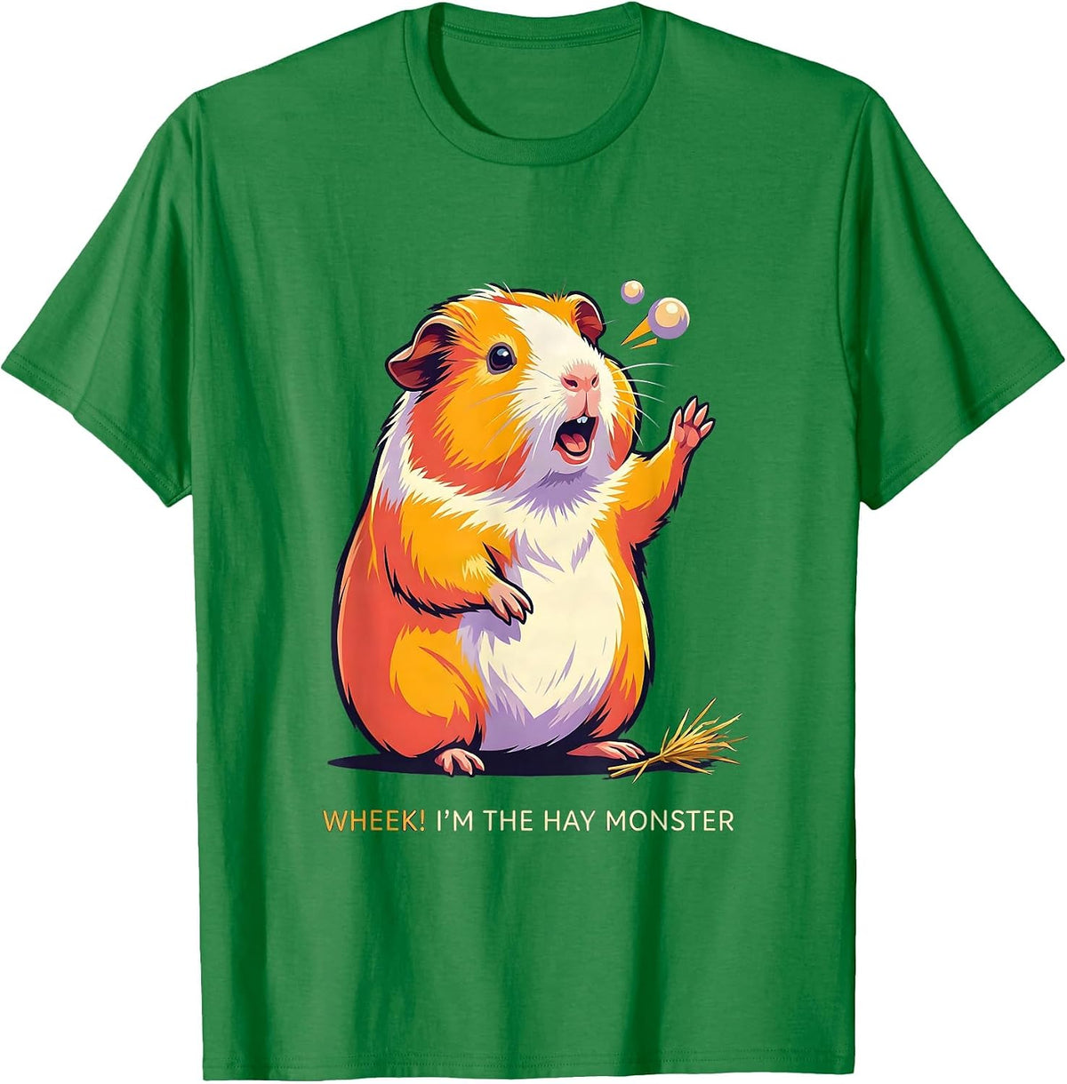 Men's Wheek! I'm The Hay Monster Cute Guinea Pig Cartoon Humor T-Shirt - Kelly Green