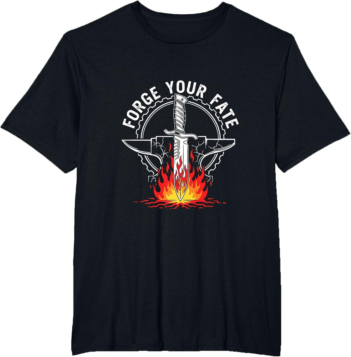 Forge Your Fate Knife Forger Blacksmith Fire Anvil T-Shirt - Black