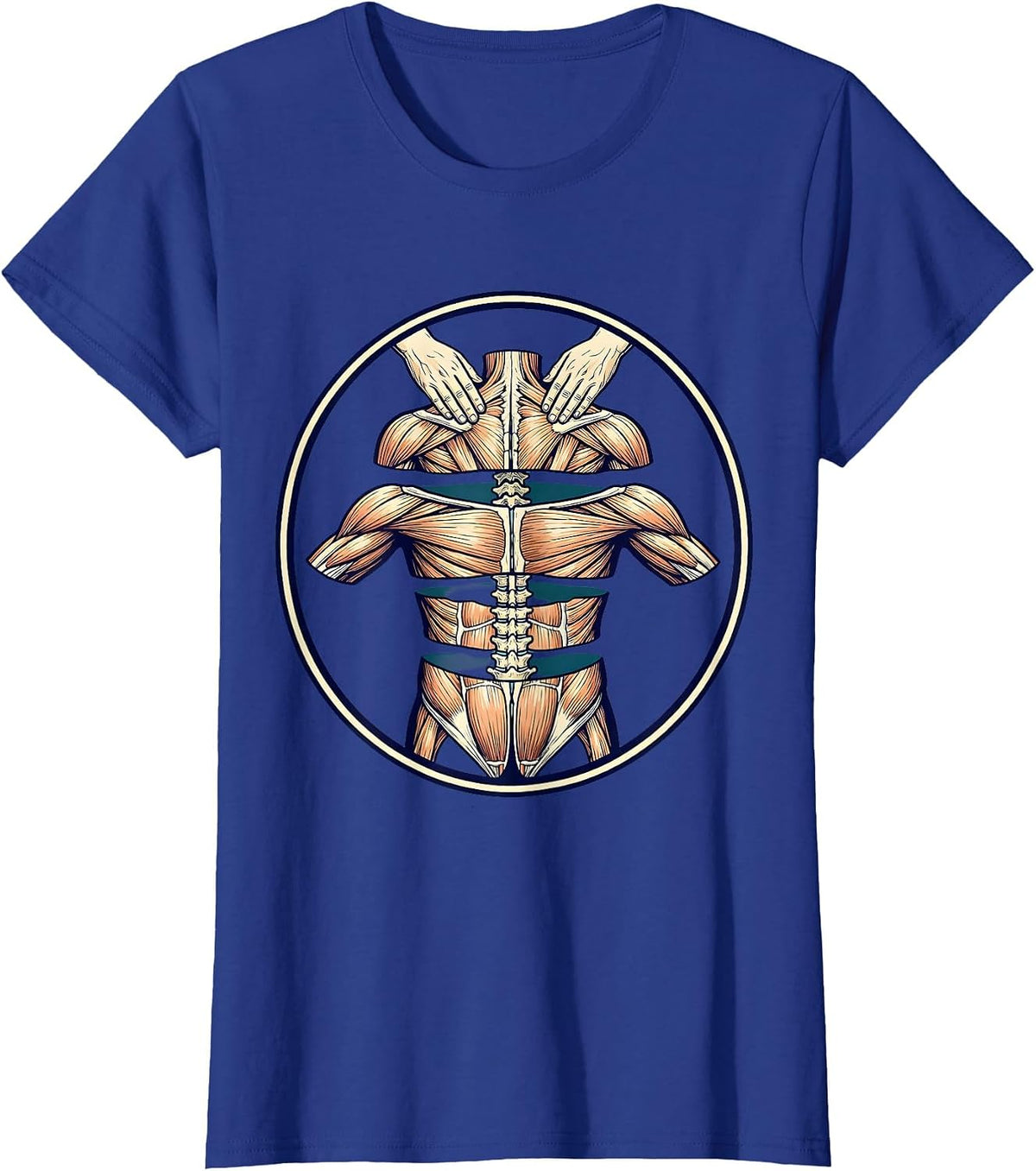 Women's Physical Therapy Hands On Back Massage Illustration T-Shirt - Royal Blue