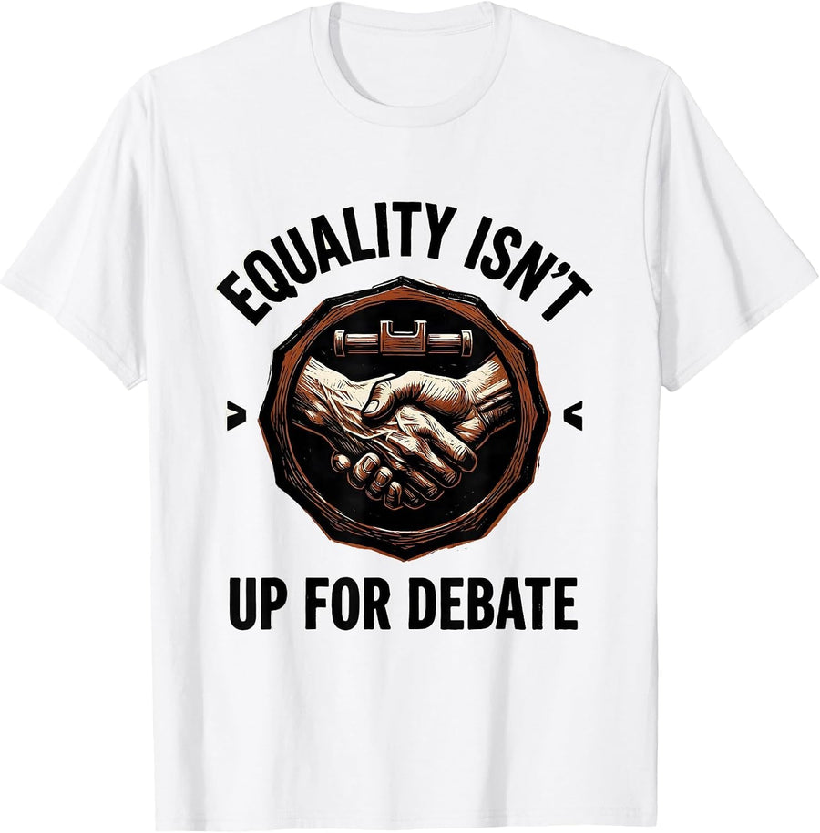 Equality Isn't Up For Debate Linocut Social Justice Activist T-Shirt, Men, White, 3X-Large - As Pictured