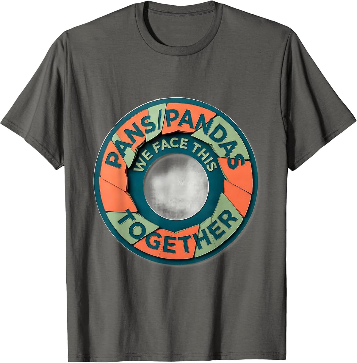 Men's PANS/PANDAS We Face This Together Humor Support Awareness T-Shirt - Asphalt Grey