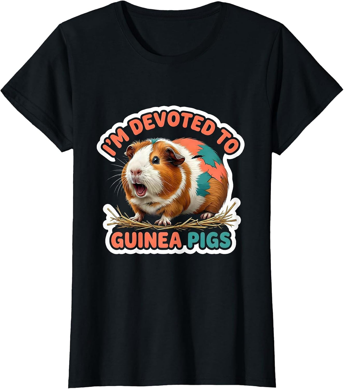 Women's I'm Devoted To Guinea Pigs Cute Guinea Pig Owner Pet Lover T-Shirt - Black