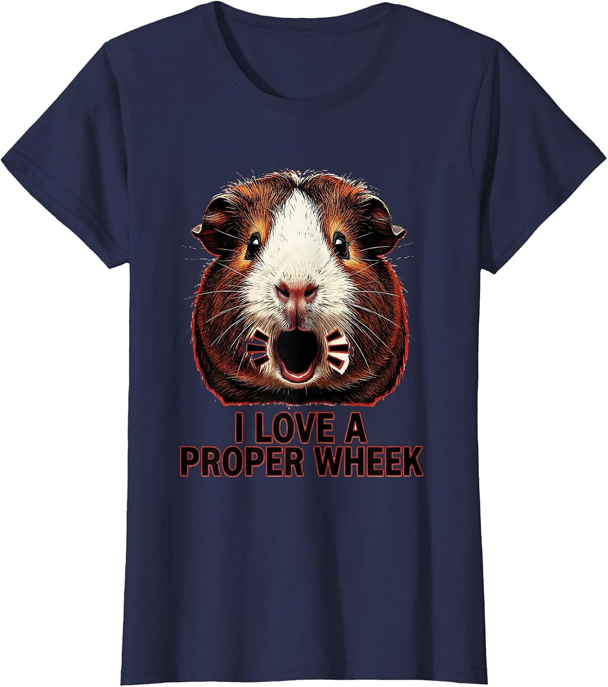 Women's I Love A Proper Wheek Funny Guinea Pig Pet Lover Humor T-Shirt - Navy Blue