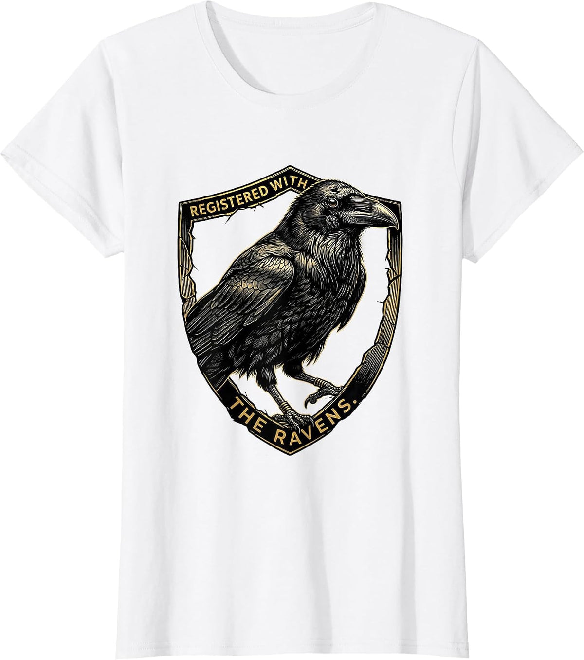 Women's Registered With The Ravens Dark Humor Gothic Bird Lover T-Shirt - White