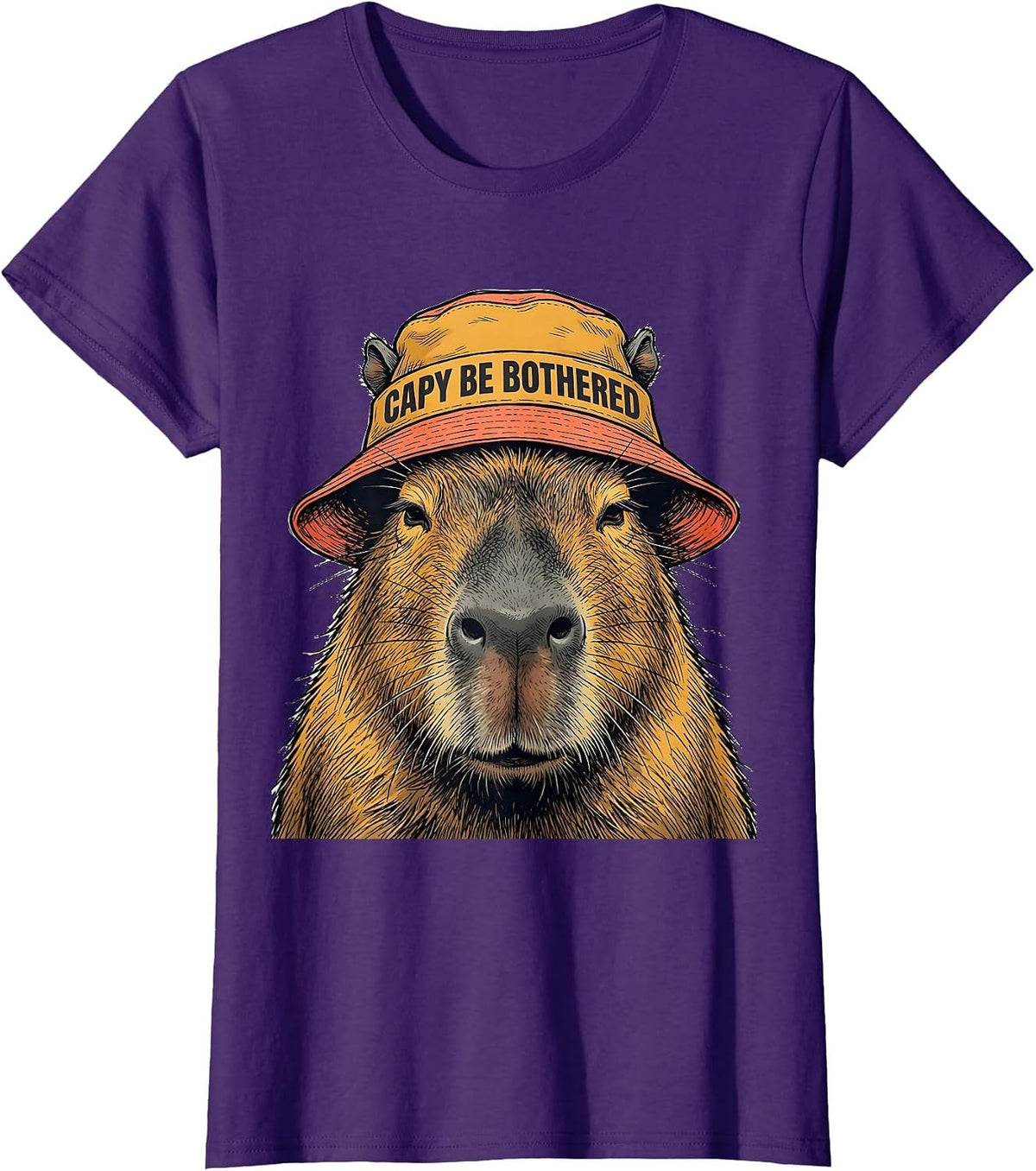 Women's Capy Be Bothered Funny Capybara Meme Animal Lover Humor T-Shirt - Purple