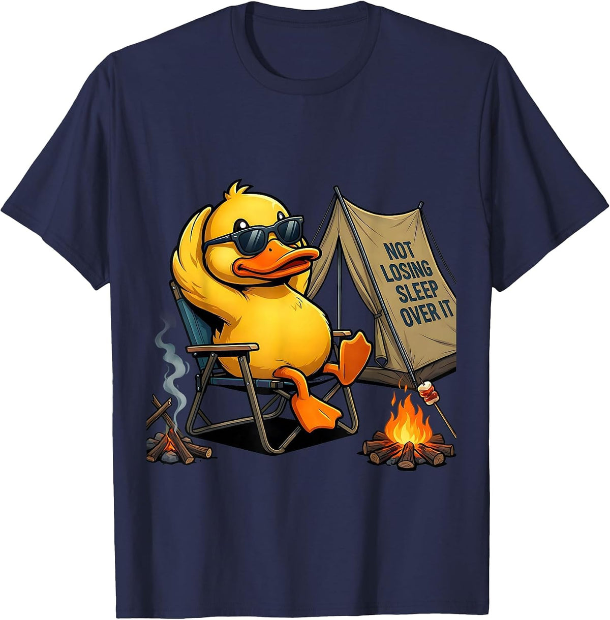 Not Losing Sleep Over It Funny Duck Mascot Novelty Gift T-Shirt - Navy Blue