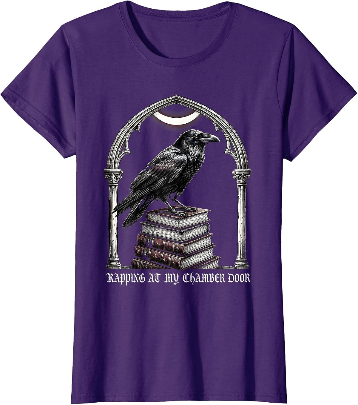 Women's Rapping at my chamber door Gothic Edgar Allan Poe Raven T-Shirt - Purple