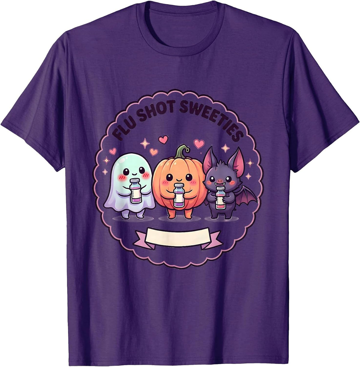 Flu Shot Sweeties Cute Kawaii Halloween Healthcare Humor T-Shirt - Purple