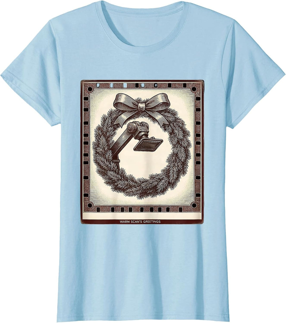 Women's Warm Scan's Greetings Crosshatch Etching Radiology Tech T-Shirt - Baby Blue