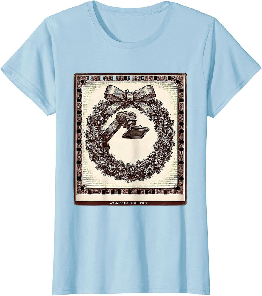 Women's Warm Scan's Greetings Crosshatch Etching Radiology Tech T-Shirt - Baby Blue