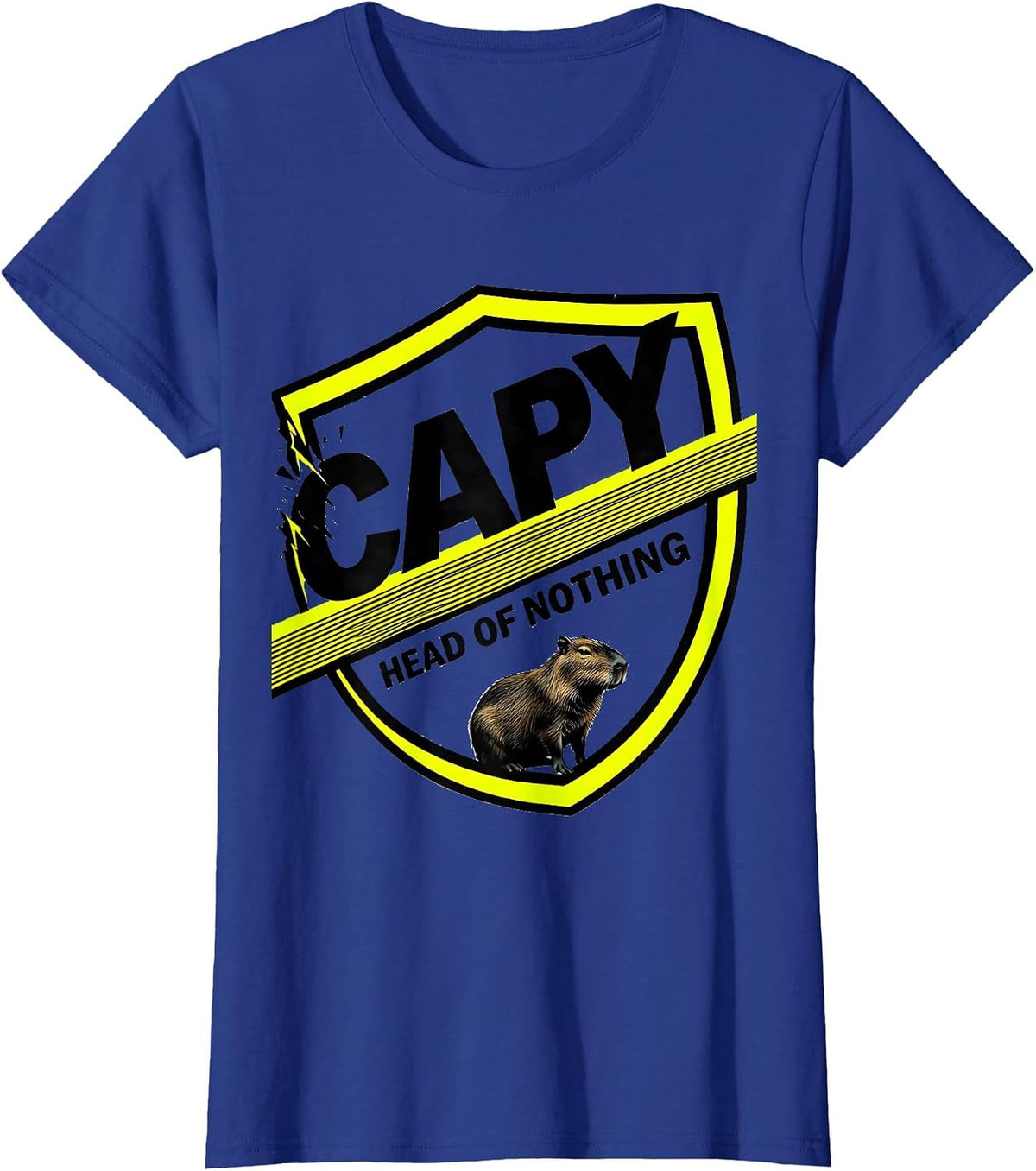 Women's Capy, Head Of Nothing Funny Capybara Animal Meme Humor T-Shirt - Royal Blue