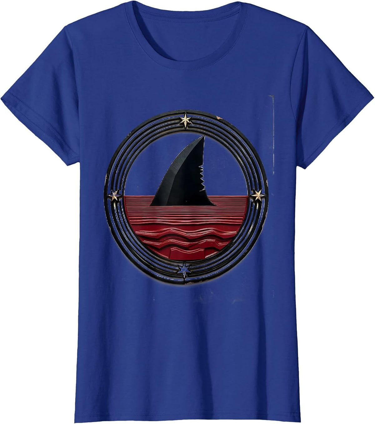 Women's Shark Fin Ocean Surface Graphic T-Shirt - Royal Blue