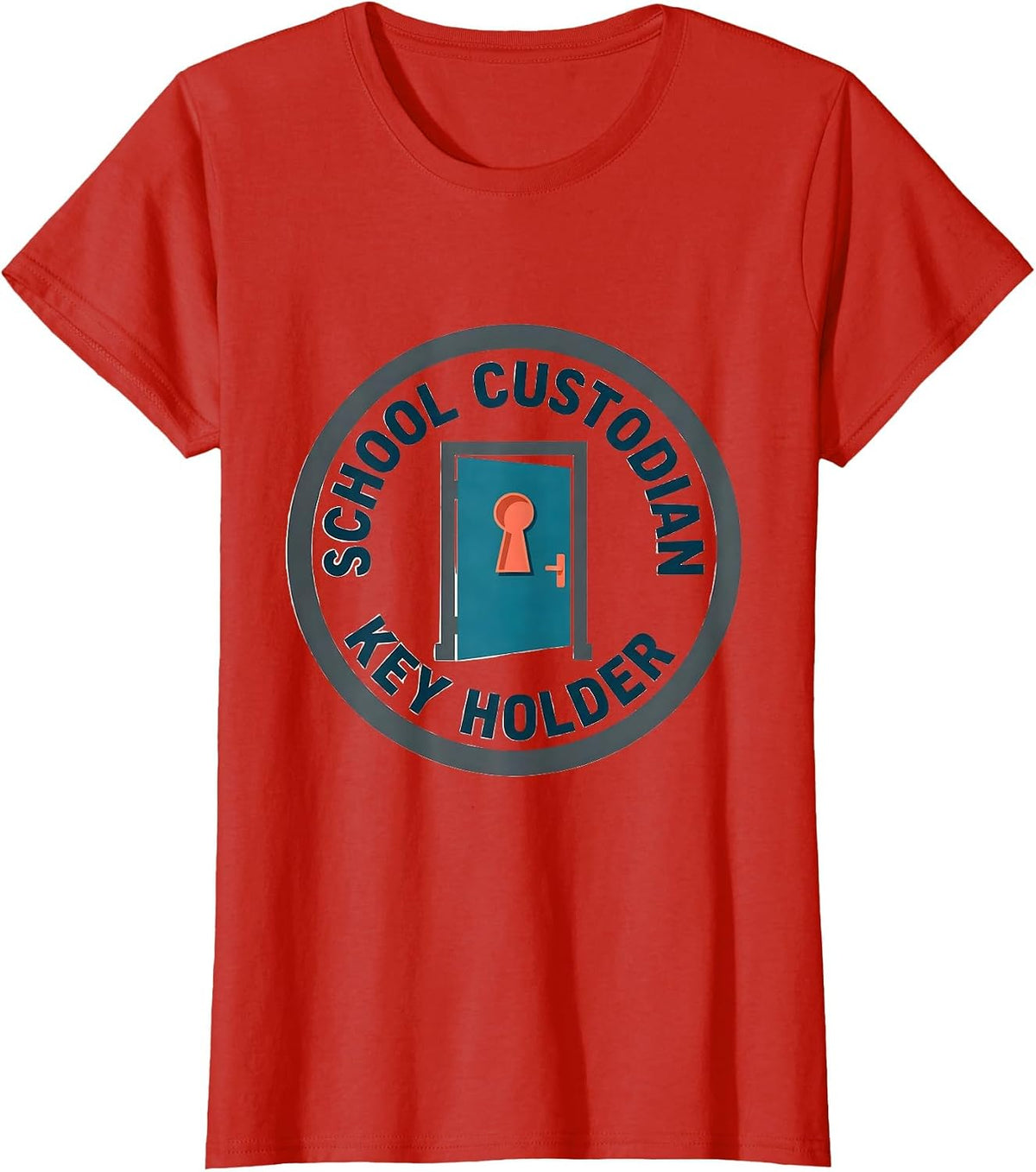 Women's School Custodian, Key Holder Funny Janitor Appreciation Gift T-Shirt - Red