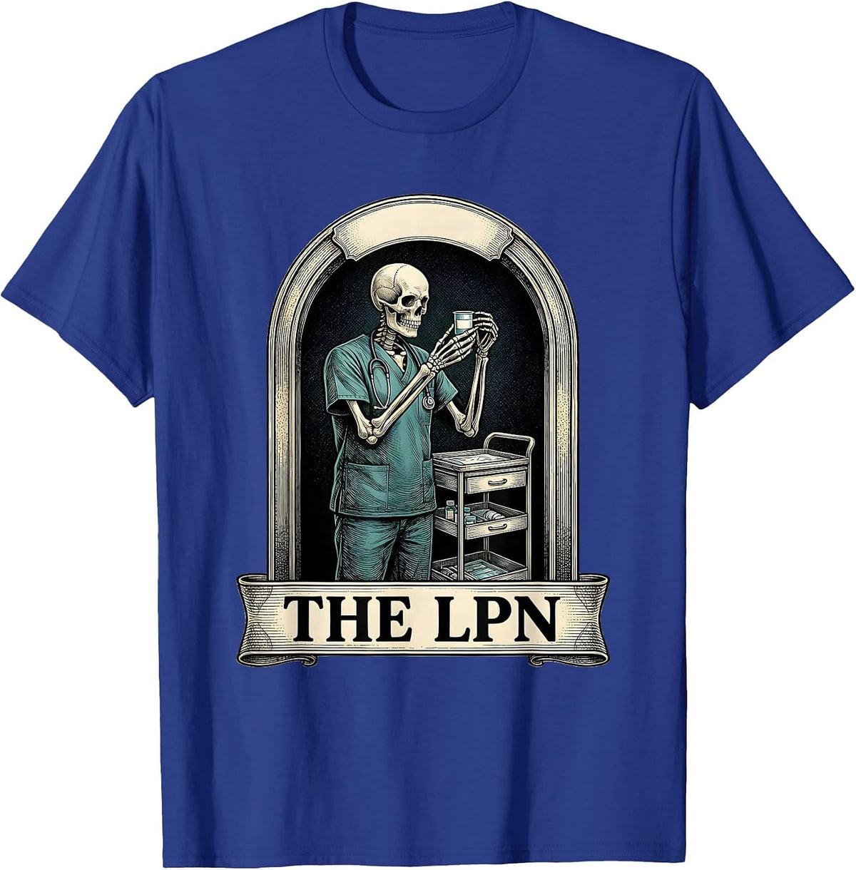 Men's The LPN Skeleton Tarot Card Funny Halloween LPN Gift T-Shirt - Royal Blue