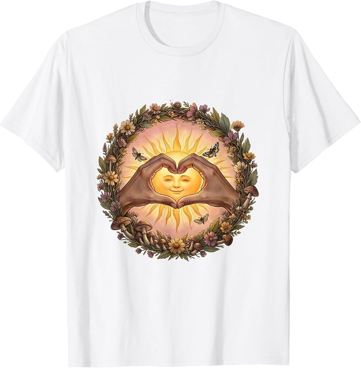 Men's Suicide Awareness Heart Hands Sunrise Graphic T-Shirt - White
